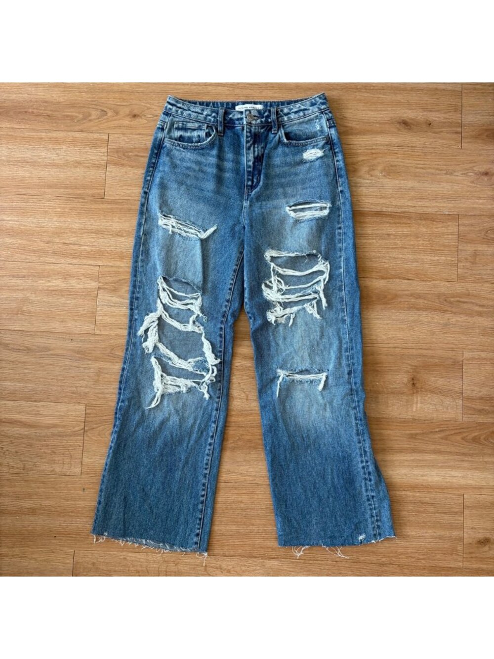 Flying Monkey High Rise Distressed Denim Straight Leg Jeans Blue Women’s SZ 26